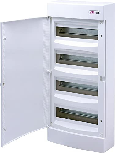 ETI Sicherungskasten Aufputz IP40 Verteilerkasten Aufputz Unterverteilung Aufputz (4-reihig 48 Module, weiße Tür)