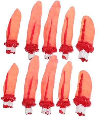 10 Pièces Accessoires Halloween Effrayants - Mains et Doigts Coupés Sanglants Réalistes pour Décorations Maison Hantée, Cosplay et Farces (Parties du Corps Factices, Décoration Horreur)