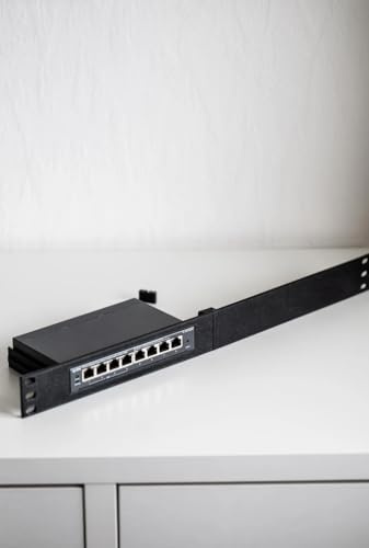 Rack Mount 1HE für TP-Link TL-SG105, SG108, OC200 – 19 und 10 '' Halterung | 3D-gedruckt – Netzwerk Zubehör für Server Racks (Schwarz, TP-Link TL-SG108+Blinddeckel)