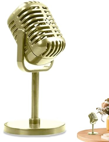 Mikrofonpropie, Retro -Mikrofon -Kunststoff -Gold -Gold -Herzstück für Cosplay -Party -Rollenspiele und Roll Hip Hop Music Party -Dekorationen
