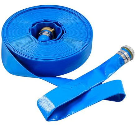 Manguera plana de 2 pulgadas x 100 pies, manguera de drenaje de agua, manguera de construcción, manguera de bomba para riego y drenaje, manguera de agua de fibra de poliéster y PVC de 90 psi