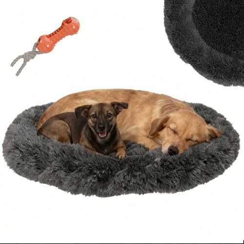 BENNO® Hundebett BALU 70x70x16 cm in Donutform, Kuschelbett aus Polyester mit Polypropylen-Füllung, waschbar, rutschfestes Unterteil, inkl. Kauknochen
