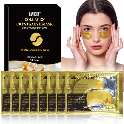 24 Paar Augenpads Masken,24K Gold augenmaske,Augenpads Für augenpflege Feuchtigkeit Spendende,Eye Patches Beruhigende Hydration Feuchtigkeitsspendende,Für Männer und Frauen