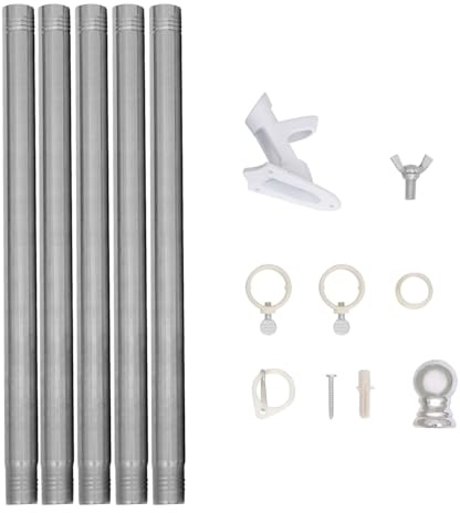 COLLBATH Edelstahl Fahnenmast mit Goldfarbenem Rundkopf Robuster Aluminium Sockel Drehbarer Flaggenmasthalter für Garten Balkon und Außenbereich Flaggenmast Komplettset mit Zufällige Farbe