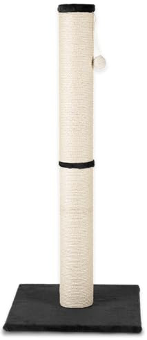 Rohrschneider RS 22375 Kratzbaum XL mit Sisalstämmen, Spielkugel, Plüschbezug, 45x45x107 cm, Beige und Schwarz