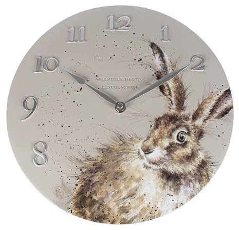 Wrendale Designs by Hannah Dale - Bright Eyes Hare Wall Clock - 30cm Diameter