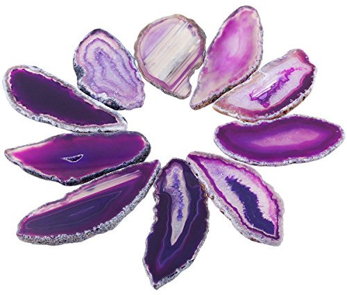 rockcloud 10 PCS Achat Licht Tisch Scheiben, Heilung Kristallen Geoden Steinen, unregelmäßiger Home Dekoration Jewelry Making violett