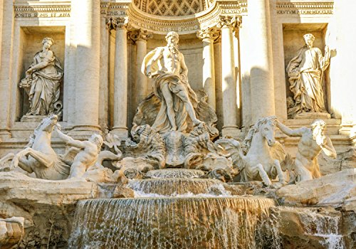 wandmotiv24 Fototapete Italien Trevi-Brunnen in Rom, XL 350 x 245 cm - 7 Teile, Wanddeko, Wandbild, Wandtapete, Architektur, Stadt, Urlaub M0801