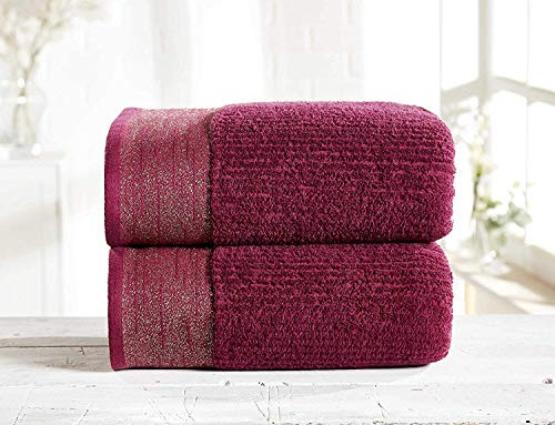 Rapport Pair of 100% Cotton Mayfair Combed Cotton Bath Sheets (Damson Gold)