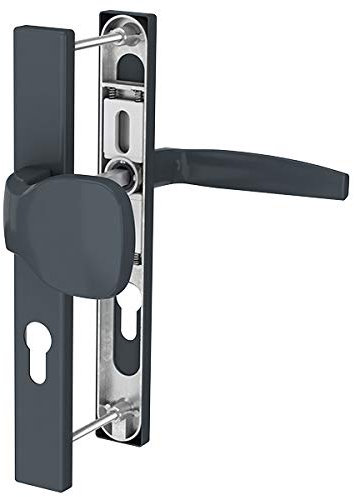 Premium Drückergarnitur Victory DHS 92mm - Rechteckig - Griff-Knauf, Farbe:Grau RAL 7016, Schildbreite:36mm