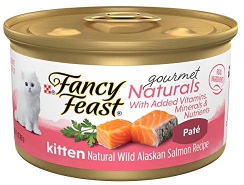 Purina Fancy Feast Grain Free Pate Wet Kitten Food Gourmet Naturals Wild Alaskan Salmon Recipe - (Pack of 12) 3 oz. Cans