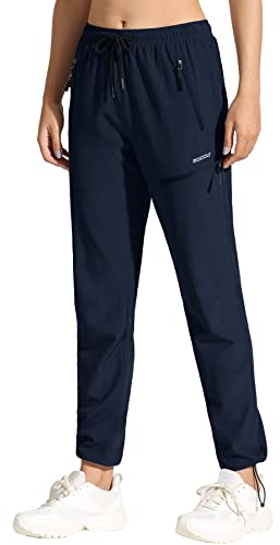 MOCOLY Damen Wanderhose Cargohose Wasserdicht Elastische Outdoor Hosen Trekkinghose Cargo Jogginghose Schnelltrocken Leichte UPF 50 mit Reißverschlusstasche
