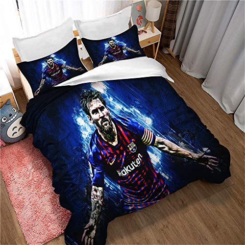 3-teiliges Doppeltes Bettbezug-Set Lionel Messi Bettwäsche Quilt Bettbezug Für Mädchen, Ultra Soft Microfiber Hypoallergenic (135 x 200 cm,Stil 01)
