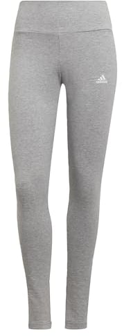 adidas Damen Essentials High-Waisted Logo Leggings, Medium Grey Heather / White, S