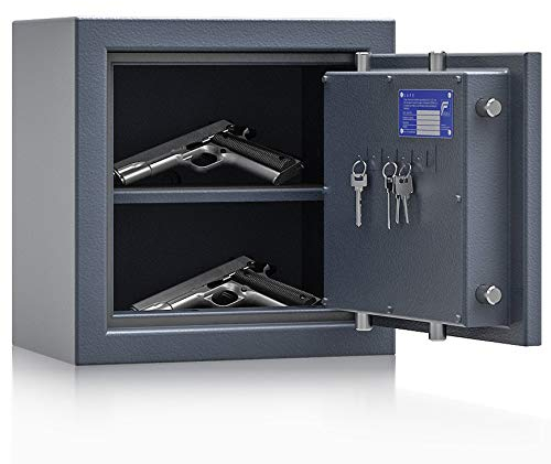 Secureo Kurzwaffentresor Grad 1 EN 1143-1 Osprey 1 | H400xB400xT270 | Doppelbartschloss mit 3 Schlüssel | ECB-S zertifiziert | 1 Fachboden | 42 kg