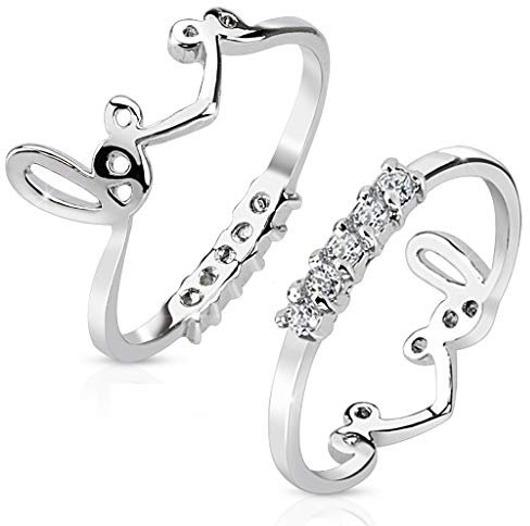 Paula & Fritz® Ring Damen Love Zirkonia Klar 316L Chirurgenstahl Größe 48 (15,3) Silber Herren-Ring Partnerring Ehering Verlobungsring Damenring Motiv