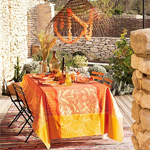 Garnier-Thiebaut Tischdecke Graminiert Orange 100% Reine Baumwolle