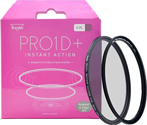 Kenko Filtro Polarizador PRO1D+ Instant Action C-PL Set 58mm, Anillo Adaptador magnético específico Incluido, Fabricado en Japón
