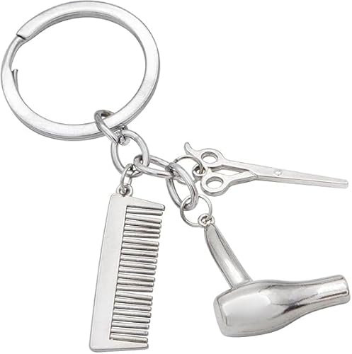 DonJordi Schlüsselanhänger Friseur - Das ideale Geschenk und Dankeschön für alle Berufe rund ums Haar (silber)
