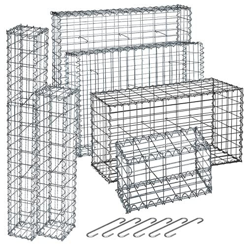 Gabionen - Drahtstärke 3.5 mm, mit Spiralverbindungen und Distanzhalter, verzinkter Stahl, Setwahl - Steinkörbe, Steinzaun, Steinkorb, Gabionenkörbe, Steingabionen, Drahtkorb Gabione, Zaun