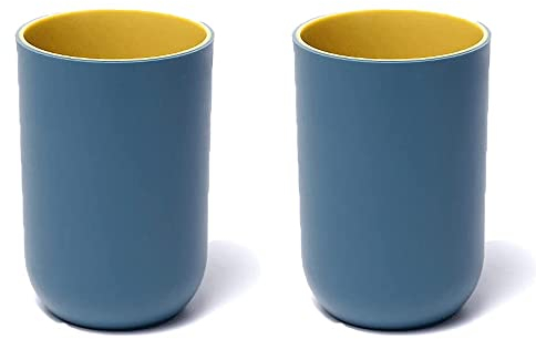 RabyLeo Tasse de 300 ml, gobelets réutilisables incassables, lot de 2 couleurs, gobelet à brosse à dents en plastique de 300 ml, passe au lave-vaisselle (bleu marine et bleu marine)