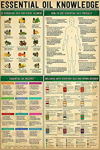 JIUFOTK Metallschild für ätherisches Öl, Rezepte, Infografik-Poster, Vintage-Schild, für Zuhause, Club, Zimmer, Wanddekoration, 20,3 x 30,5 cm