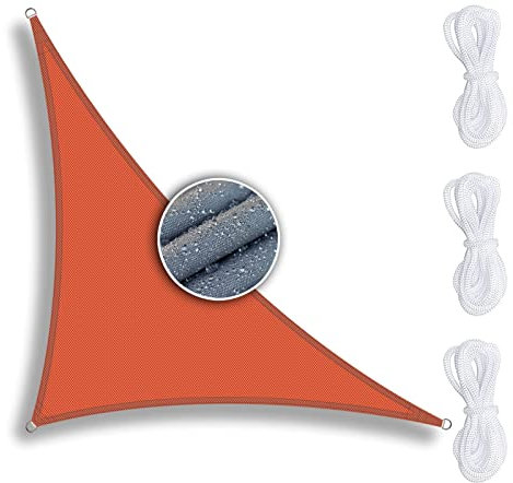 ZQXFZ Toile d'Ombrage Triangulaire 3x4x5m Orange, Voile d Ombrage résistant à l'eau 90% de Protection UV Respirante, Toile d'Ombrage pour Pergola Plein air Terrasse