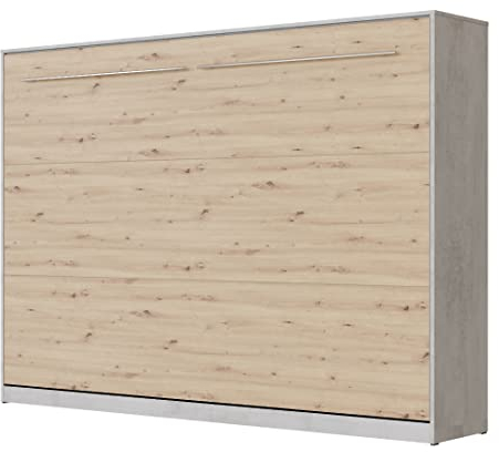 SMARTBett Schrankbett Standard 90x200 120x200 140x200 160x200 Bettschrank Wandbett Beton/Wildeiche 140 Horizontal