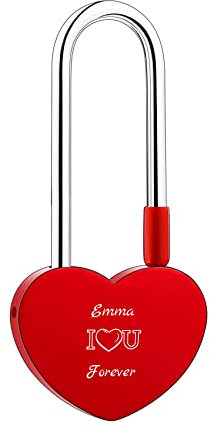 MunkiMix Cadenas D'amour Personnalisé en Forme de Cœur Photo Personnalisée Nom Date pour Couple Ami Lui & Elle Amour Pont Cadenas Aluminium Valentin Amoureux Cadeau(R1)