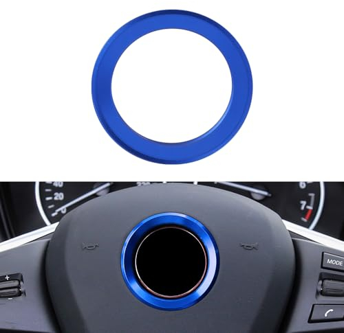 BLINGOOSE Accessoires für BMW Lenkrad Emblem Abdeckung Logo Ring Aufkleber Auto Zubehör Innenraum Dekoration Teile Kompatibel BMW 1 3 5 7er X1 X2 X3 X5 X6 Z3 Z4 Blau Aluminium Legierung