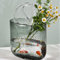 Glasvase für Blumen, Geldbörsenvase mit Fischvase, einzigartige Form, Blumenvase für Zuhause, Büro, Garten, Hochzeit