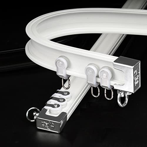 OURECO Tringle À Rideau de Douche Incurvée Blanche Pour Douche D'Angle/Debout/Carrelée Avec Crochets, Rail de Séparation de Pièce En Alumiflexible Pour Chambre/Appartement/Placard/Petit Espace/Ceiling