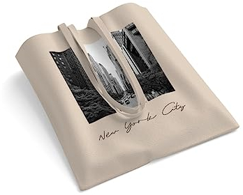 easyprint Tasche bedrucken lassen | Stoffbeutel bedruckt | New York City | lange Henkel | Jutebeutel | Einkaufstasche | Shoppingtasche | Henkeltasche | Urlaub | Holiday | USA (Natur)