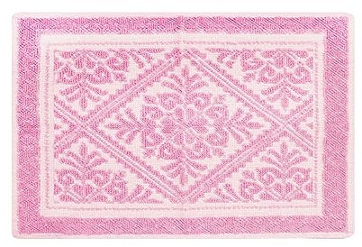 Sardischer Webteppich aus Baumwolle, einfarbig, Muster mit Relief, Rand Ricciolini, hergestellt in Sardinien (50 x 80 cm, Rosa)