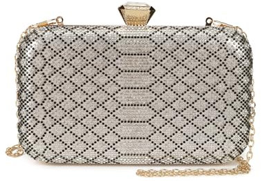 AFKOMST Abend-Clutch-Tasche für Damen, glitzernde Strasssteine, Clutch, für Party, Braut, Nacht, Schwarz