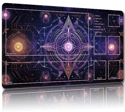 Malqiqi Playmat for MTG, with Free Storage Bags,Game Mat 24 x 14 inches, TCG and Board Game Mat for Cards,Mousepad Desk Mats (with Zones,Magic Mat 22)