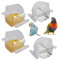ORIBUKI 4 Pack Bird Feeders for Cage No Mess Parakeet Food Bowl with Cover Clear Hanging Parrot Water Dispenser Perch Cup Waterer Bird Dishes Seed Cage Cups Slot Replacement Feeder Bowls