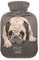 ISAOA Wärmflasche mit süßem Mops, weich, warm, für Winter, Bett, Hand, Hals und Schultern, 2 l, Kaffeebraun