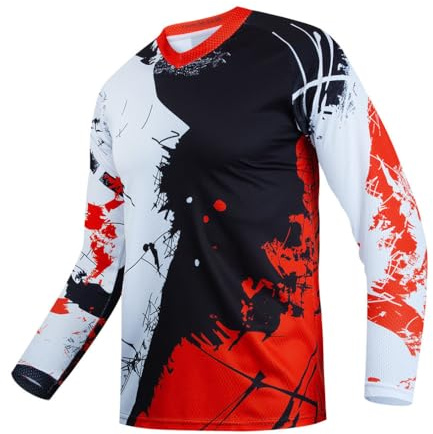 Youth Dirt Bike Jersey, Mountain Bicycle Cycling Shirt Kids for Motorcycle Motocross BMX Moto Mx Riding Workout Offroad Scooter Off Roading Downhill Racing Powersports,Red YXS