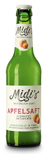 Midi's Apfelsaft - Gespritzt Naturtrüb (mindestes 65% Fruchtanteil) aus dem Zillertal I 12 x 0,33 Liter I Tiroler Trinkgenuss mit langer Tradition und höchster Qualität.