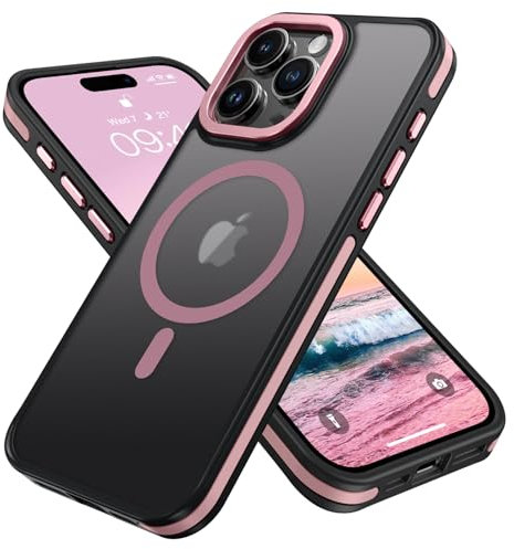 DOMAVER Case for iPhone 15 Pro, [Compatible with Magsafe] Supports Wireless Charging Slim Translucent Matte Men Women Shockproof Protective Case for iPhone 15 Pro 6.1 Inch, Pink