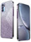 WBWONE Glitter Cover per OPPO Reno 6 5G (Reno6 5G), Bordo Elettroplaccato, Custodia Morbida con Adesivi Scintillio, Anti-Graffio Case - Viola