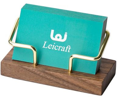 Leicraft Porte-cartes de visite pour bureau, organiseurs de cartes modernes et accessoires de bureau pour homme et femme (noyer doré)