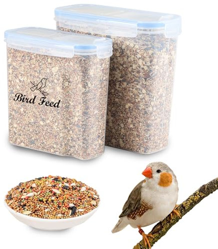 APITOS Airtight Pet Food Storage Containers with Lids,Airtight Bird Seed Storage Container Bird Food Container Set Of 2/Multi Size,Bpa Free,with Lids Great Mealworms for Wild Bird/Clear