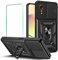 KEKBOXQ Coque pour Samsung Galaxy XCOVER 7 5G avec 1 Pièces Verre Trempé,Couvercle Coulissant de Caméra, Robuste Cover, Antichoc Case, Support 360° Rotatif Anneau Militaire Étui de Téléphone,Noir