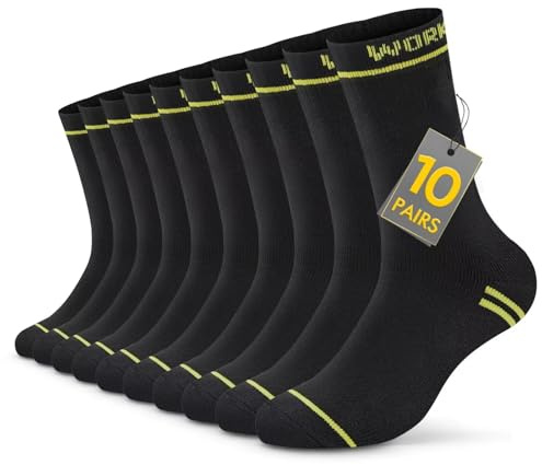 TUUHAW Calcetines Hombre Invierno Algodon Calcetines Trabajo Hombre Mujer Largos Negros Work Socks Running Deporte 10 Pares 39-42 Termicos Cómodos y Transpirables
