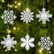 24 ciondoli a forma di fiocchi di neve bianchi, decorazioni per albero di Natale con corda, scintillanti decorazioni per albero di Natale per feste, matrimoni, per decorare alberi di Natale, finestre