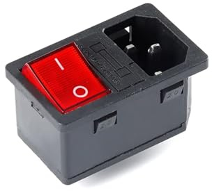 Mikroschalter, AC-01 AC-14-F16 Elektrische Steckdose 250V Kippschalter Messing 10A Eingangssteckverbinder Computersteckdose mit Sicherung(AC14F16 KCD4)
