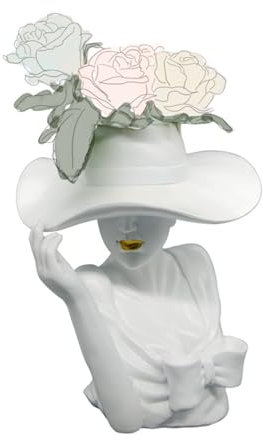 HdjjLtor Vase Gesicht Aus Keramik, Blumenvase Modern, Halbkörper-Büste Vasen Für Pampasgras Frische Blumen Trockenes Blumenarrangement Vasewohnzimmer Tisch,B
