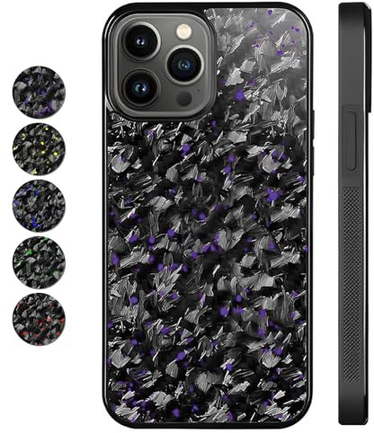 Generischer Forged Carbon-Fiber-Phonecase mit Magnetischer Fallschutz für iPhone 16, 15, 14, 13, 12 Pro Max (15, Lila)
